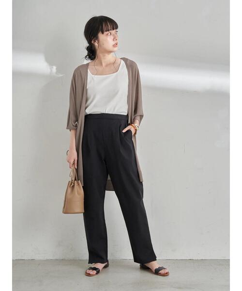 earth music&ecology（アースミュージックアンドエコロジー）の「コットンリネンテーパードパンツ　＊（その他パンツ・レディース・アイボリー/ブラック/チェック/ベージュ・M/S/L）」の22枚目の写真