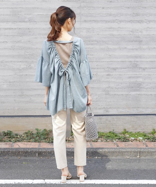 Crisp（クリスプ）の「2wayリボンフラッターチュニック（チュニック・レディース・ブルー/ホワイト・FREE）」の22枚目の写真