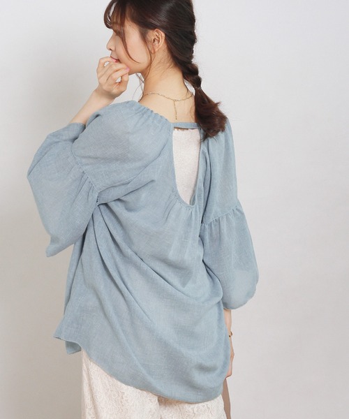 Crisp（クリスプ）の「2wayリボンフラッターチュニック（チュニック・レディース・ブルー/ホワイト・FREE）」の4枚目の写真