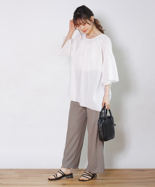 Crisp（クリスプ）の「2wayリボンフラッターチュニック（チュニック・レディース・ブルー/ホワイト・FREE）」の5枚目の写真