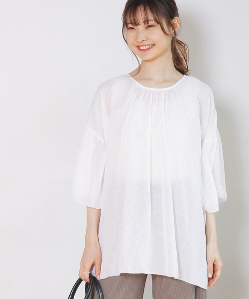 Crisp（クリスプ）の「2wayリボンフラッターチュニック（チュニック・レディース・ブルー/ホワイト・FREE）」の7枚目の写真