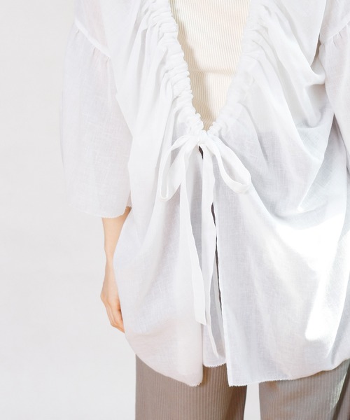 Crisp（クリスプ）の「2wayリボンフラッターチュニック（チュニック・レディース・ブルー/ホワイト・FREE）」の10枚目の写真