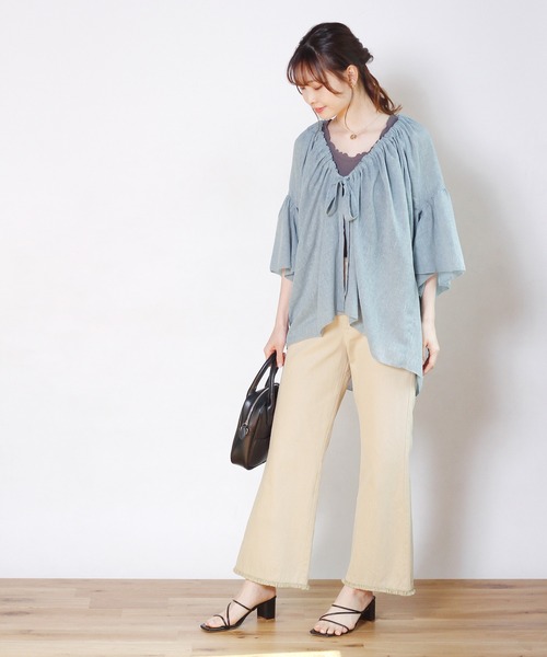 Crisp（クリスプ）の「2wayリボンフラッターチュニック（チュニック・レディース・ブルー/ホワイト・FREE）」の16枚目の写真