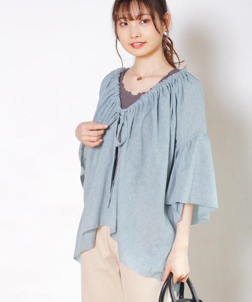 Crisp（クリスプ）の「2wayリボンフラッターチュニック（チュニック・レディース・ブルー/ホワイト・FREE）」の18枚目の写真