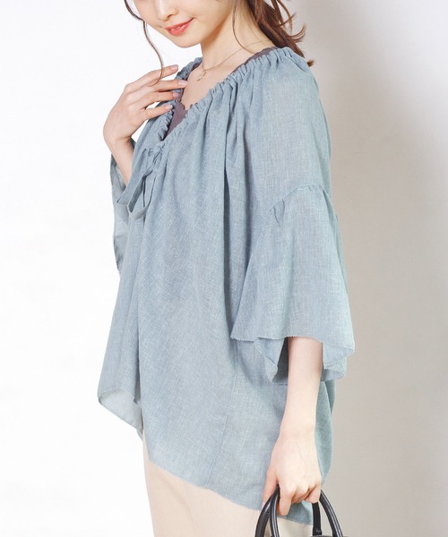 Crisp（クリスプ）の「2wayリボンフラッターチュニック（チュニック・レディース・ブルー/ホワイト・FREE）」の19枚目の写真