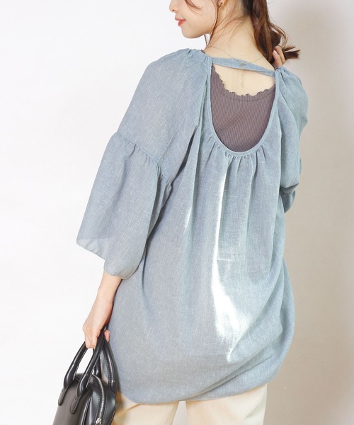 Crisp（クリスプ）の「2wayリボンフラッターチュニック（チュニック・レディース・ブルー/ホワイト・FREE）」の20枚目の写真