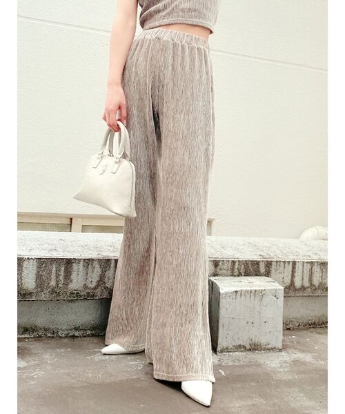 GYDA（ジェイダ）の「プリーツベロアパンツ（その他パンツ・レディース・ライトグレー/ブラウン/その他1・FREE）」の2枚目の写真