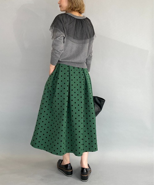 PICCIN(ピッチン)の「チュール衿パール釦カーディガン(カーディガン/ボレロ・レディース・ブラック/グレー/アイボリー/サーモンピンク・M)」の12枚目の写真