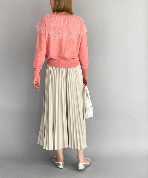 PICCIN(ピッチン)の「チュール衿パール釦カーディガン(カーディガン/ボレロ・レディース・ブラック/グレー/アイボリー/サーモンピンク・M)」の19枚目の写真