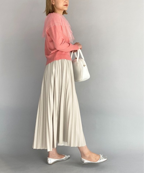 PICCIN(ピッチン)の「チュール衿パール釦カーディガン(カーディガン/ボレロ・レディース・ブラック/グレー/アイボリー/サーモンピンク・M)」の20枚目の写真