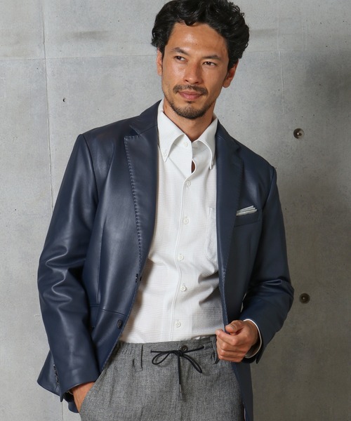 MEN'S BIGI（メンズビギ）の「ラムレザー テーラードジャケット（テーラードジャケット・メンズ・ブラック/ネイビー・03/02/01/04）」の14枚目の写真