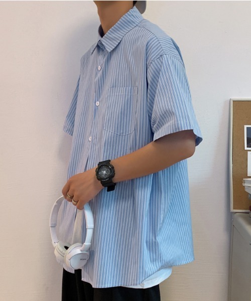 MGV（エムジーヴィー）の「ストライプカジュアルルーズシャツ（シャツ/ブラウス・メンズ・ライトピンク/イエロー/ブルー・LARGE/X-LARGE/MEDIUM）」の10枚目の写真