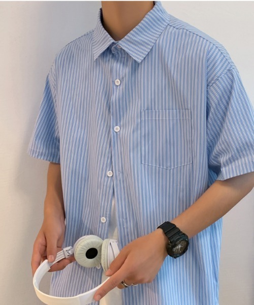 MGV（エムジーヴィー）の「ストライプカジュアルルーズシャツ（シャツ/ブラウス・メンズ・ライトピンク/イエロー/ブルー・LARGE/X-LARGE/MEDIUM）」の11枚目の写真