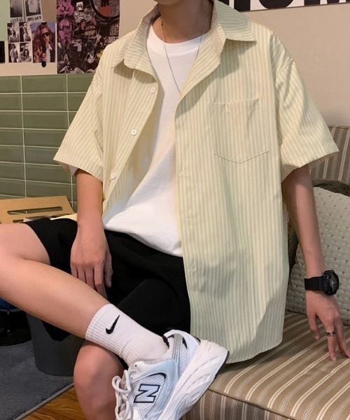 MGV（エムジーヴィー）の「ストライプカジュアルルーズシャツ（シャツ/ブラウス・メンズ・ライトピンク/イエロー/ブルー・LARGE/X-LARGE/MEDIUM）」の14枚目の写真