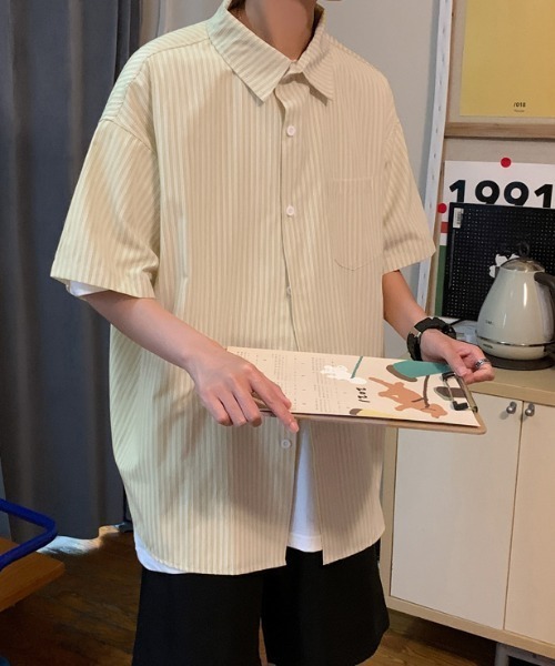 MGV（エムジーヴィー）の「ストライプカジュアルルーズシャツ（シャツ/ブラウス・メンズ・ライトピンク/イエロー/ブルー・LARGE/X-LARGE/MEDIUM）」の15枚目の写真
