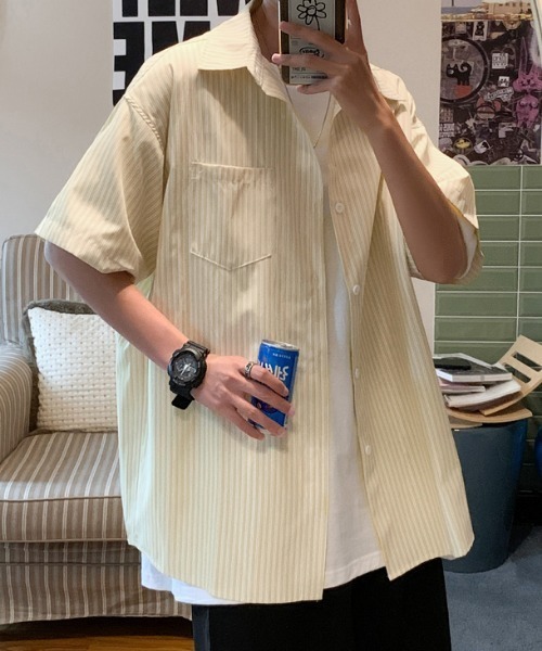 MGV（エムジーヴィー）の「ストライプカジュアルルーズシャツ（シャツ/ブラウス・メンズ・ライトピンク/イエロー/ブルー・LARGE/X-LARGE/MEDIUM）」の16枚目の写真