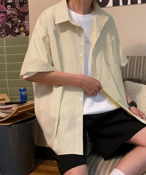 MGV（エムジーヴィー）の「ストライプカジュアルルーズシャツ（シャツ/ブラウス・メンズ・ライトピンク/イエロー/ブルー・LARGE/X-LARGE/MEDIUM）」の18枚目の写真