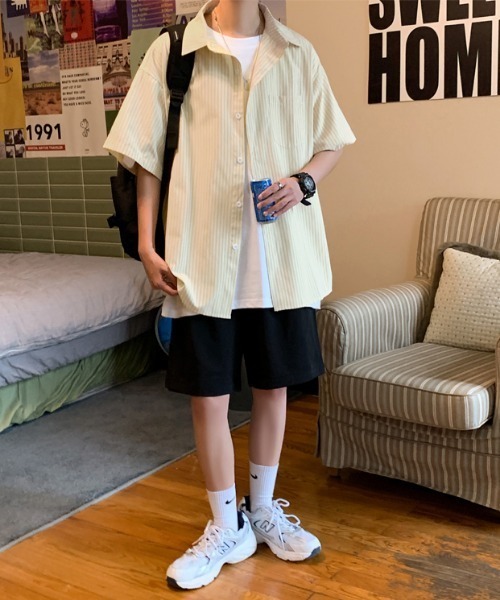 MGV（エムジーヴィー）の「ストライプカジュアルルーズシャツ（シャツ/ブラウス・メンズ・ライトピンク/イエロー/ブルー・LARGE/X-LARGE/MEDIUM）」の19枚目の写真