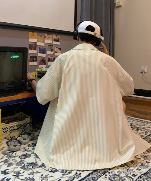 MGV（エムジーヴィー）の「ストライプカジュアルルーズシャツ（シャツ/ブラウス・メンズ・ライトピンク/イエロー/ブルー・LARGE/X-LARGE/MEDIUM）」の20枚目の写真