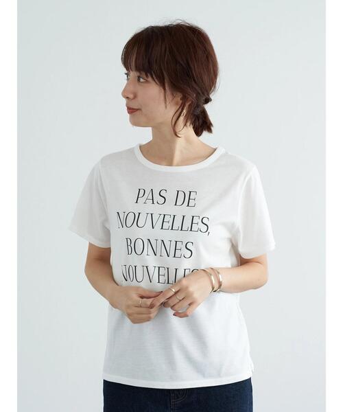 earth music&ecology（アースミュージックアンドエコロジー）の「PAS DE NOUVEELESちびT ＊（Tシャツ/カットソー・レディース・チャコールグレー/オフホワイト・S/M）」の5枚目の写真
