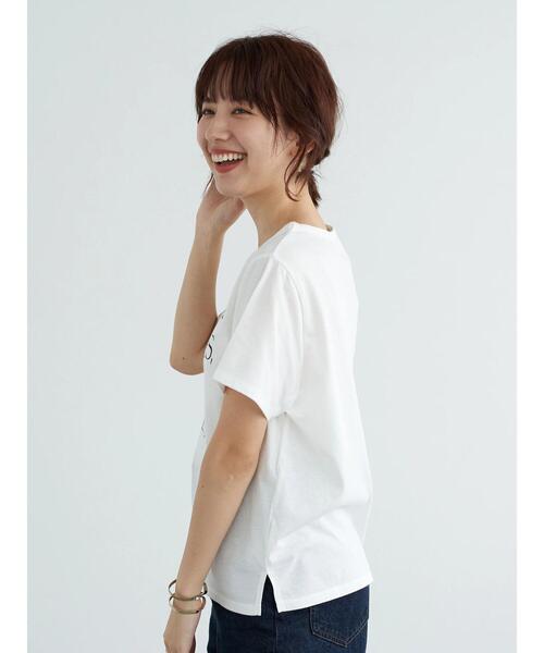 earth music&ecology（アースミュージックアンドエコロジー）の「PAS DE NOUVEELESちびT ＊（Tシャツ/カットソー・レディース・チャコールグレー/オフホワイト・S/M）」の6枚目の写真