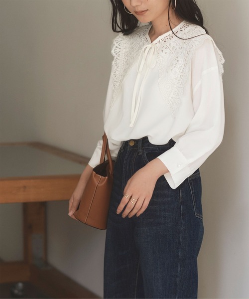 titivate（ティティベイト）の「つけ襟7分袖ﾌﾞﾗｳｽ（シャツ/ブラウス・レディース・ホワイト/ブラック/ブラウン・M）」の7枚目の写真