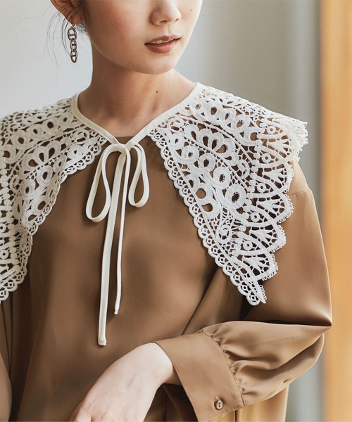 titivate（ティティベイト）の「つけ襟7分袖ﾌﾞﾗｳｽ（シャツ/ブラウス・レディース・ホワイト/ブラック/ブラウン・M）」の10枚目の写真