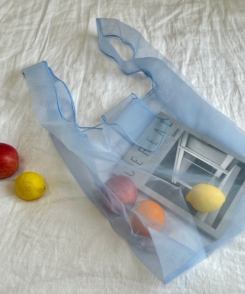 etade(エタード)の「【etade】sheer shopping bag etda9(ショルダーバッグ・レディース・ライトブルー/ブラック・FREE)」の1枚目の写真