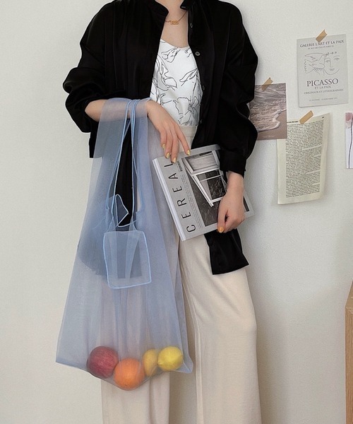 etade(エタード)の「【etade】sheer shopping bag etda9(ショルダーバッグ・レディース・ライトブルー/ブラック・FREE)」の7枚目の写真