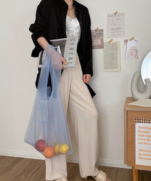 etade(エタード)の「【etade】sheer shopping bag etda9(ショルダーバッグ・レディース・ライトブルー/ブラック・FREE)」の16枚目の写真