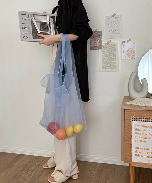 etade(エタード)の「【etade】sheer shopping bag etda9(ショルダーバッグ・レディース・ライトブルー/ブラック・FREE)」の12枚目の写真