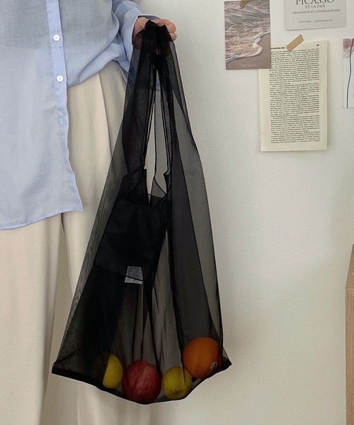 etade(エタード)の「【etade】sheer shopping bag etda9(ショルダーバッグ・レディース・ライトブルー/ブラック・FREE)」の5枚目の写真