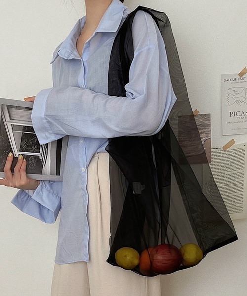 etade(エタード)の「【etade】sheer shopping bag etda9(ショルダーバッグ・レディース・ライトブルー/ブラック・FREE)」の19枚目の写真