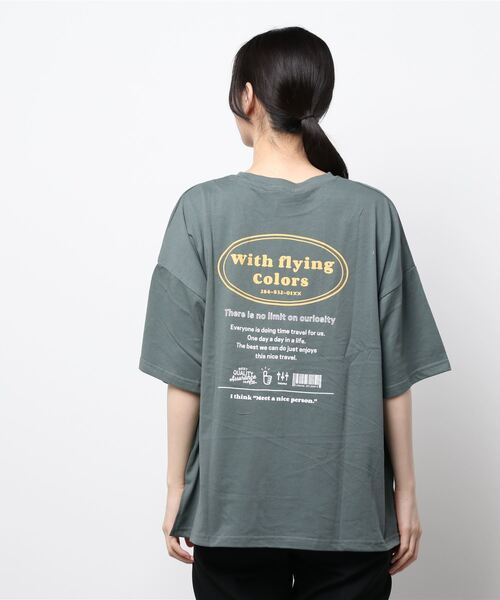 nemne store(ネンネストア)の「きらきら光るプリントTシャツ(Tシャツ/カットソー・レディース・グレー/ベージュ系その他2/グリーン/ホワイト系その他/ブルーグレー/カーキ/オフホワイト/ベージュ系その他3/ベージュ系その他/カーキブラウン・フリー)」の14枚目の写真