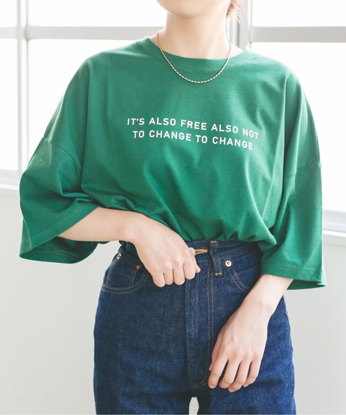 nemne store(ネンネストア)の「きらきら光るプリントTシャツ(Tシャツ/カットソー・レディース・グレー/ベージュ系その他2/グリーン/ホワイト系その他/ブルーグレー/カーキ/オフホワイト/ベージュ系その他3/ベージュ系その他/カーキブラウン・フリー)」の10枚目の写真