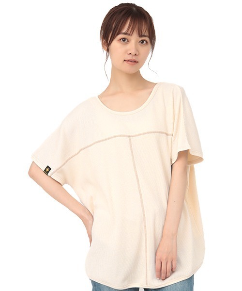 チチカカ（チチカカ）の「ワッフルドルマンＴシャツ（Tシャツ/カットソー・レディース・カーキ/ブラック/アイボリー・FREE）」の9枚目の写真