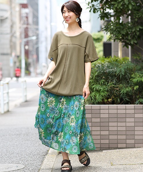 チチカカ（チチカカ）の「ワッフルドルマンＴシャツ（Tシャツ/カットソー・レディース・カーキ/ブラック/アイボリー・FREE）」の17枚目の写真