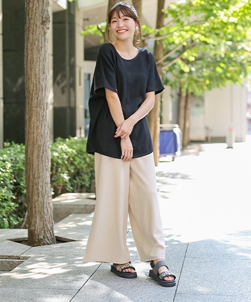 チチカカ（チチカカ）の「ワッフルドルマンＴシャツ（Tシャツ/カットソー・レディース・カーキ/ブラック/アイボリー・FREE）」の4枚目の写真