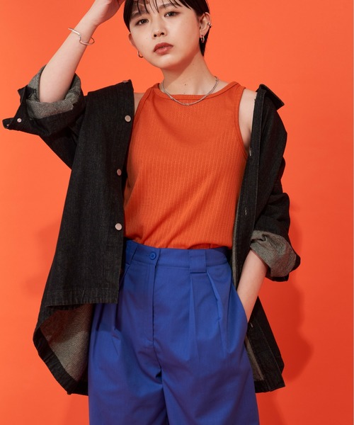 Aunt Marie's（アントマリーズ）の「バックレースアップオーバーデニムジャケット（デニムジャケット・レディース・ネイビー/ブラック・FREE）」の2枚目の写真