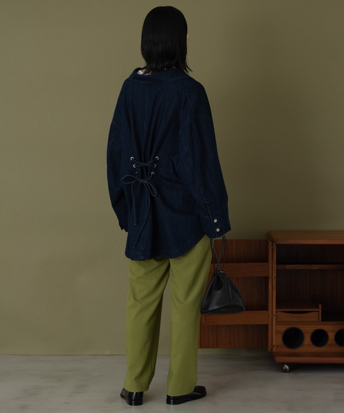 Aunt Marie's（アントマリーズ）の「バックレースアップオーバーデニムジャケット（デニムジャケット・レディース・ネイビー/ブラック・FREE）」の13枚目の写真