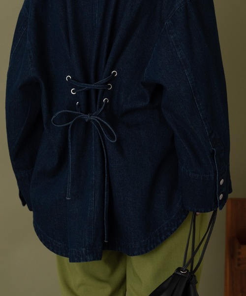 Aunt Marie's（アントマリーズ）の「バックレースアップオーバーデニムジャケット（デニムジャケット・レディース・ネイビー/ブラック・FREE）」の9枚目の写真
