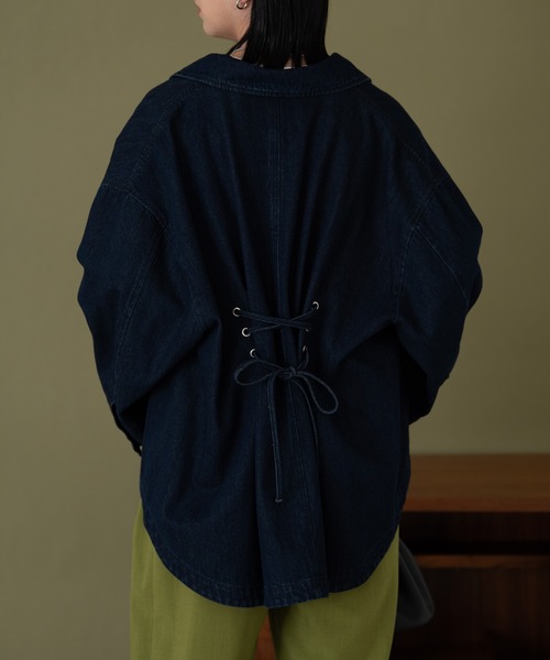 Aunt Marie's（アントマリーズ）の「バックレースアップオーバーデニムジャケット（デニムジャケット・レディース・ネイビー/ブラック・FREE）」の18枚目の写真