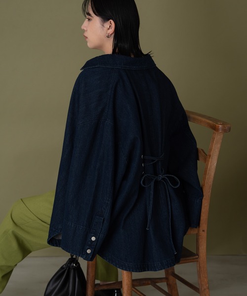 Aunt Marie's（アントマリーズ）の「バックレースアップオーバーデニムジャケット（デニムジャケット・レディース・ネイビー/ブラック・FREE）」の14枚目の写真