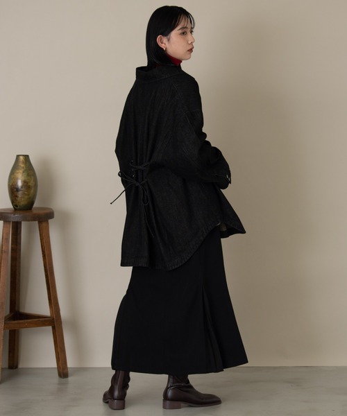 Aunt Marie's（アントマリーズ）の「バックレースアップオーバーデニムジャケット（デニムジャケット・レディース・ネイビー/ブラック・FREE）」の6枚目の写真