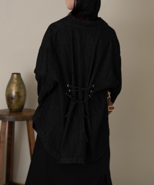 Aunt Marie's（アントマリーズ）の「バックレースアップオーバーデニムジャケット（デニムジャケット・レディース・ネイビー/ブラック・FREE）」の11枚目の写真