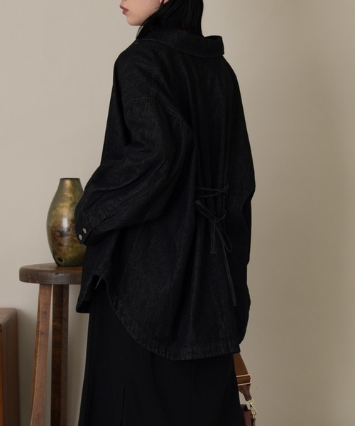 Aunt Marie's（アントマリーズ）の「バックレースアップオーバーデニムジャケット（デニムジャケット・レディース・ネイビー/ブラック・FREE）」の7枚目の写真