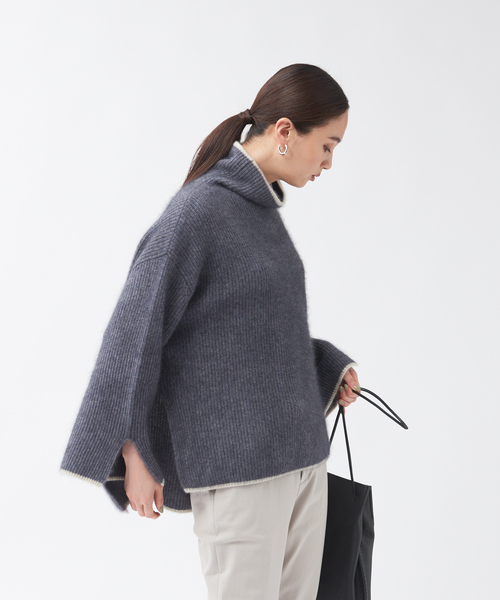 qualite（カリテ）の「片畦ラクーンタートルニットプルオーバー（ニット/セーター・レディース・アイボリー/ライトブルー/チャコールグレー・フリー）」の2枚目の写真
