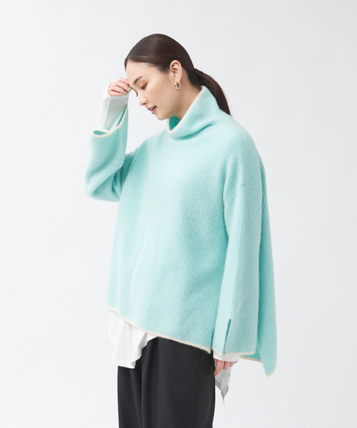 qualite（カリテ）の「片畦ラクーンタートルニットプルオーバー（ニット/セーター・レディース・アイボリー/ライトブルー/チャコールグレー・フリー）」の3枚目の写真