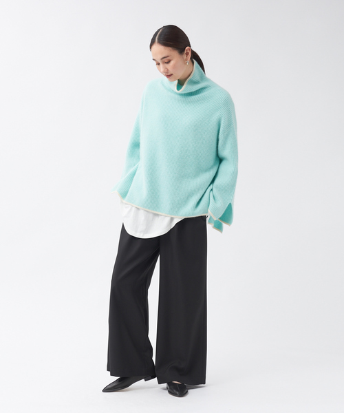 qualite（カリテ）の「片畦ラクーンタートルニットプルオーバー（ニット/セーター・レディース・アイボリー/ライトブルー/チャコールグレー・フリー）」の4枚目の写真