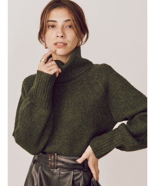 EVRIS（エヴリス）の「タートルクロップドニットトップス（ニット/セーター・レディース・ブラック/グリーン/ピンク/ホワイト・FREE）」の8枚目の写真